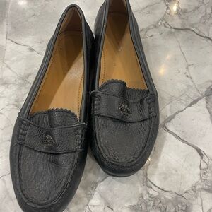 Black Leather Coach “Odette” Loafers